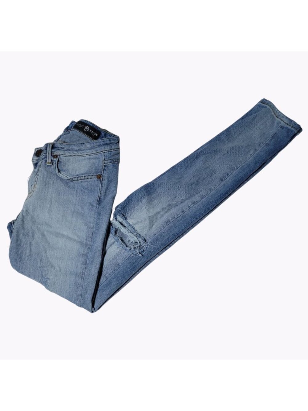Reign Jeans Womens Size 27 Skinny Low Rise Light Wash Distressed Denim Pants